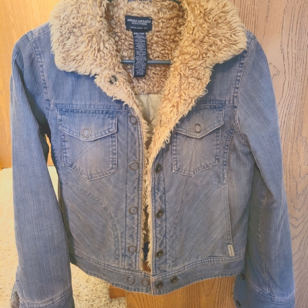 American Eagle Sherpa lined corduroy trucker jacket